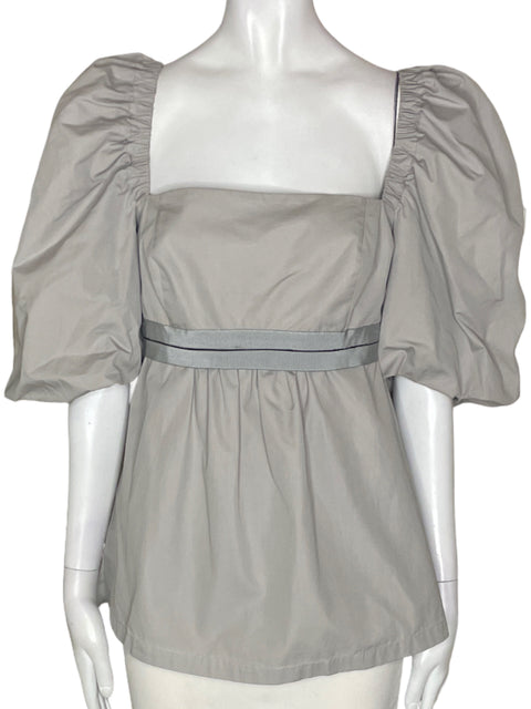 Blusa Silvia Tcherassi Abullonado Fajon Suelto Gris - Talla S