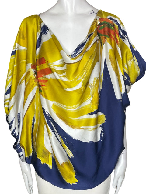 Blusa Silvia Tcherassi Estampado Manga corta Suelto Azul - Talla U