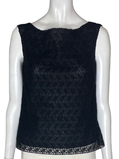 Blusa Carolina Herrera Estampado Tejido Sin mangas Negro - Talla 10
