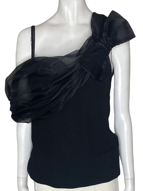 Blusa Carolina Herrera Oneshoulder Transparente Liso Negro - Talla M