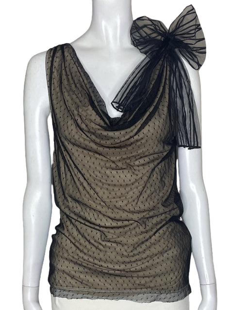 Blusa Valentino Sin mangas Transparente Negro - Talla S