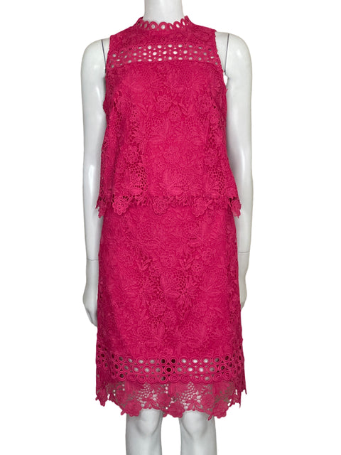 Set Tahari Falda+top Encaje Rosado - Talla 8