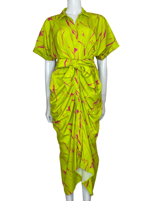 Vestido Ninoska Camisero Drapeado Verde - Talla L