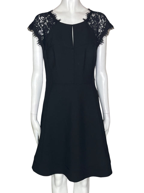 Vestido Diane Von Furstenberg Liso Tejido Cuello redondo Negro - Talla 4