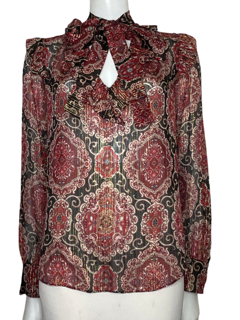 Blusa Kate Spade Medallón Metalizada Rojo - Talla S