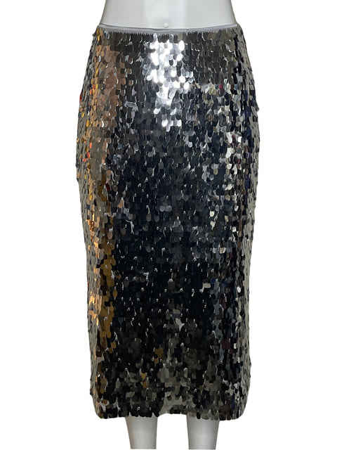 Falda Simon Miller Lentejuelas Midi Plateado - Talla XS
