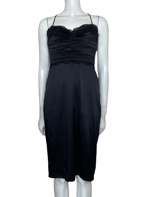 Vestido Tadashi Fruncido Negro - Talla 6
