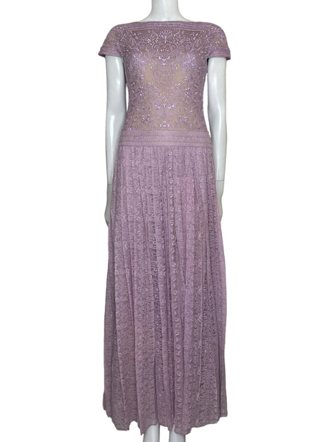 Vestido Tadashi Shoji Encaje Morado - Talla 2