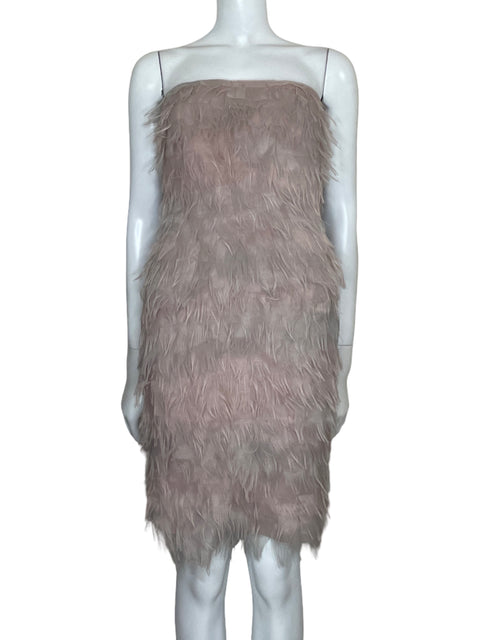 Vestido Tadashi Shoji Feathers Mini Rosado - Talla 4