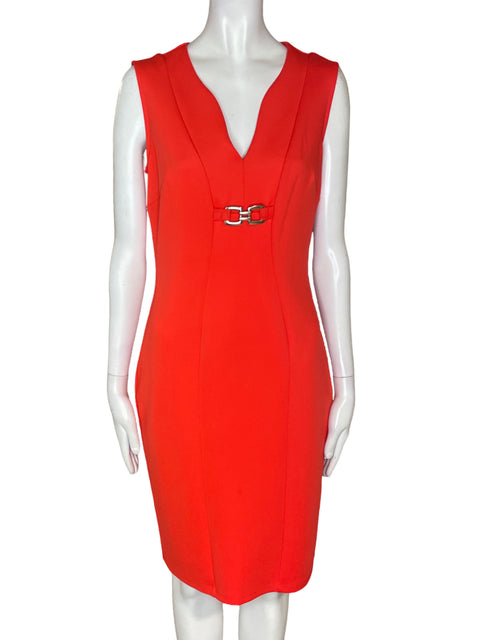 Vestido Enfocus Studio Ajustado Cuello v Sin mangas Naranja - Talla 6