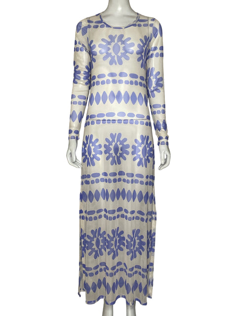 Vestido Mar De Lua Maxi Azul - Talla S
