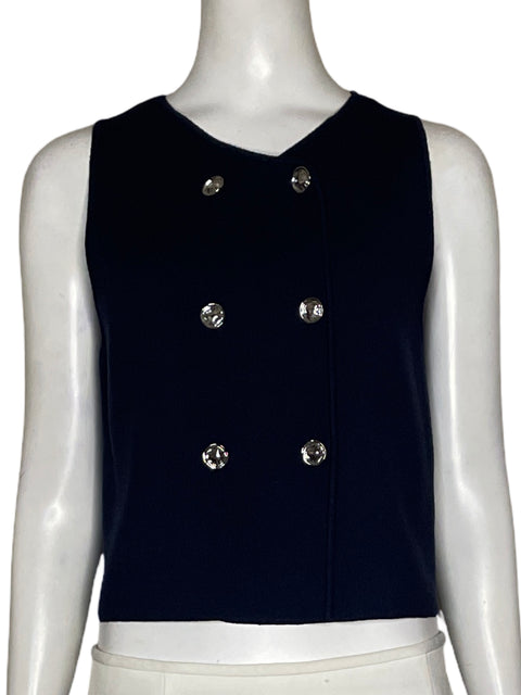 Chaleco Zara Botones Plateados Azul - Talla M