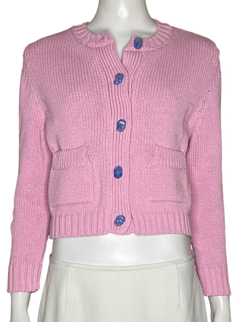 Cardigan Zara Botones De Contraste Azules Rosado - Talla S