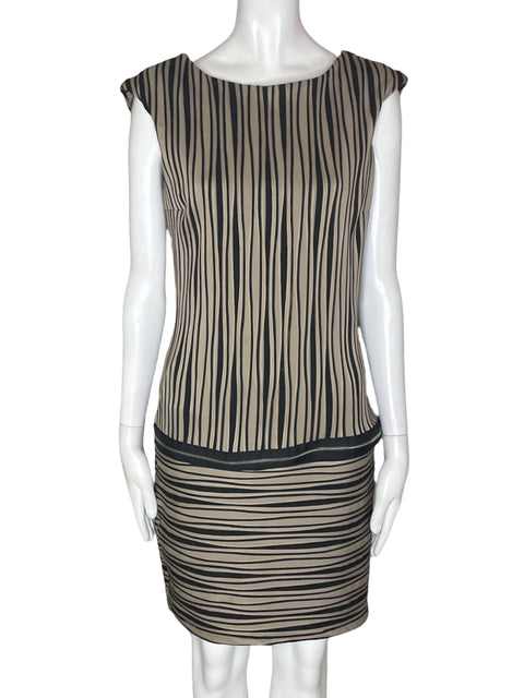 Vestido Explosion Mini Rayas Zipper Marrón - Talla 40