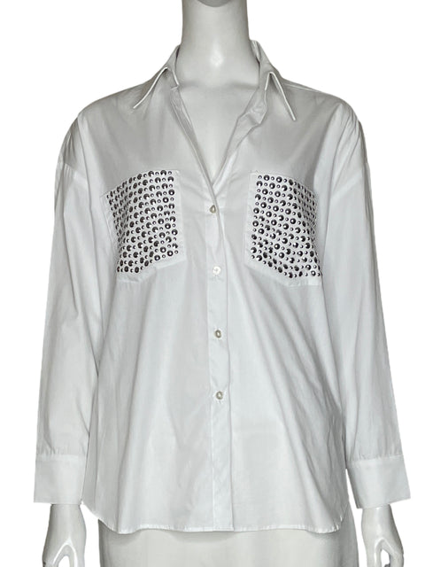 Blusa Galita Tachuelas En Los Bolsillos Blanco - Talla M