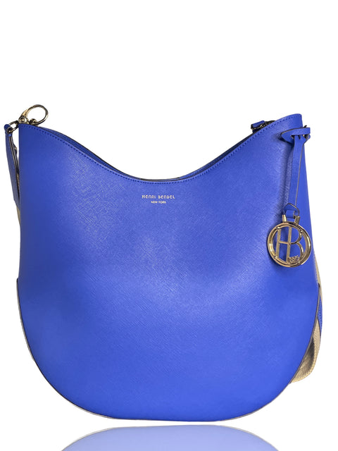 Cartera Henri Bendel West 57th Crossbody Hobo Texturizado Azul - Talla U