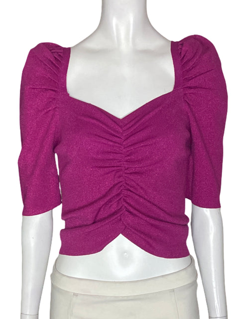 Blusa Studio F Brillo Cuello v Abullonado Morado - Talla M
