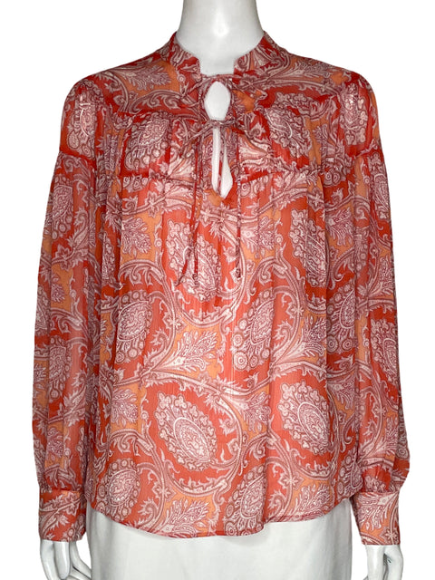 Blusa Mango Estampado Naranja - Talla XS