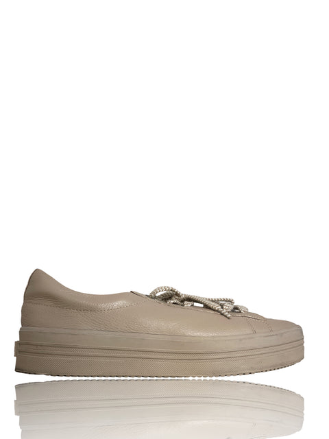 Zapatilla Bon Bonite Plataforma Cordones Beige - Talla 40