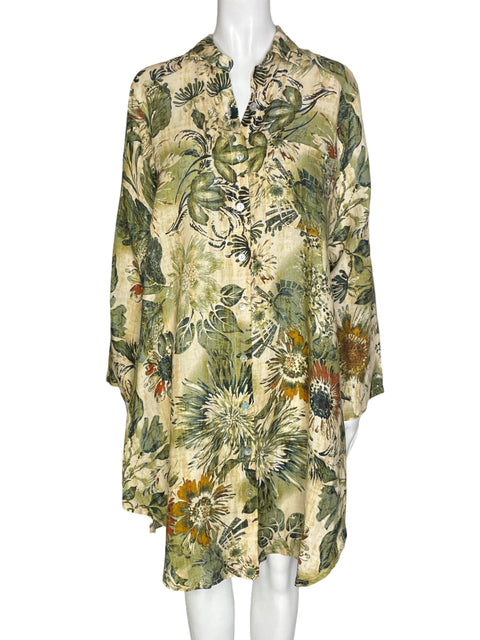 Vestido Made In Italy Estampado Manga larga Verde - Talla L