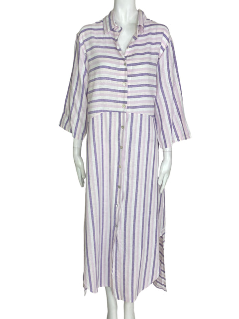 Vestido Made In Italy Rayas Manga larga Morado - Talla L