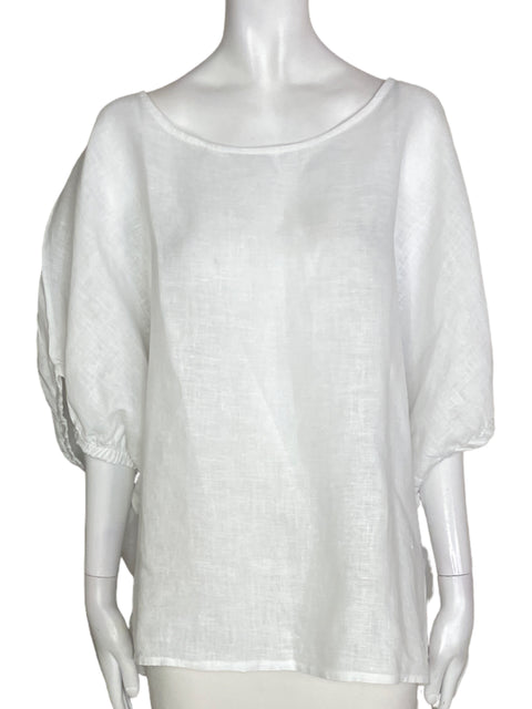 Blusa Made In Italy Manga corta Transparente Blanco - Talla L