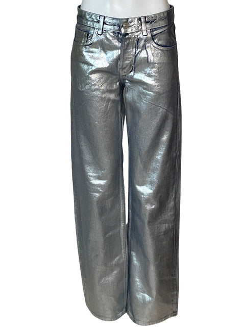 Jean Mango Metalizado Plateado - Talla 2