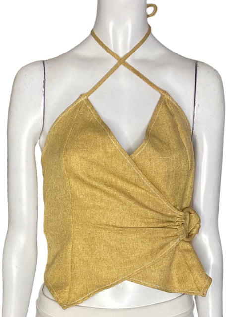 Top Moon River Crop Tiras Cruzado Beige - Talla S