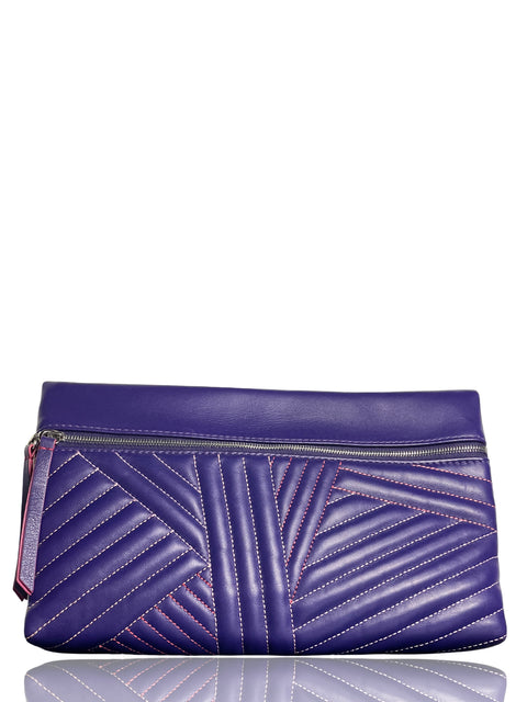 Cartera Carolina Herrera Inro Bordado Morado - Talla U