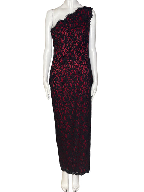 Vestido Tadashi Shoji One shoulders Estampado Negro - Talla 12