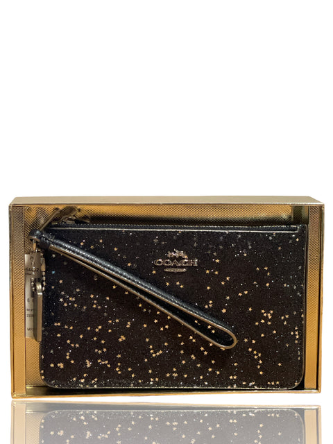 Cartera Coach Sobre Star Glitter Metalizado Negro - Talla U