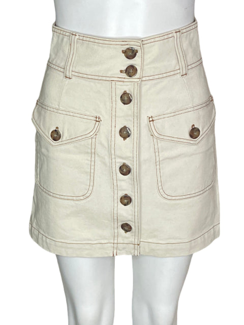 Falda Sezane Botones Mini Beige - Talla 34