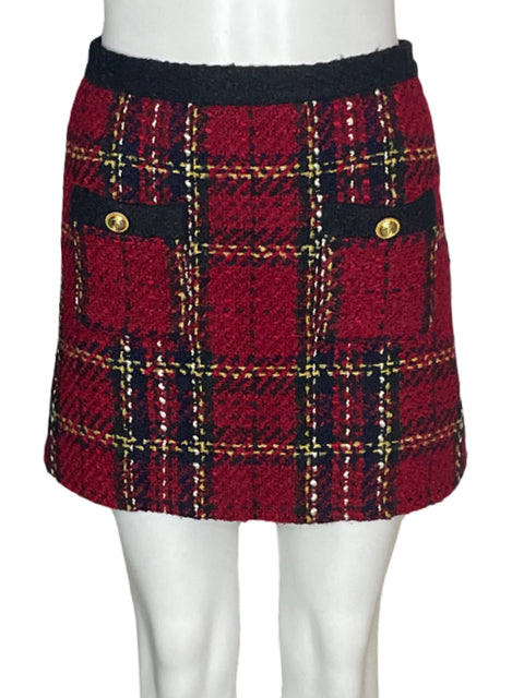 Falda Zara Cuadros Tejido Rojo - Talla XS