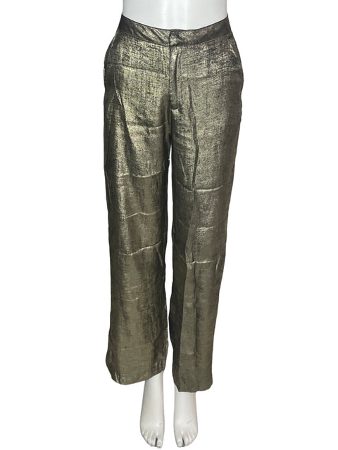 Pantalón Naf Naf Satinado Bolsillo Dorado - Talla 4
