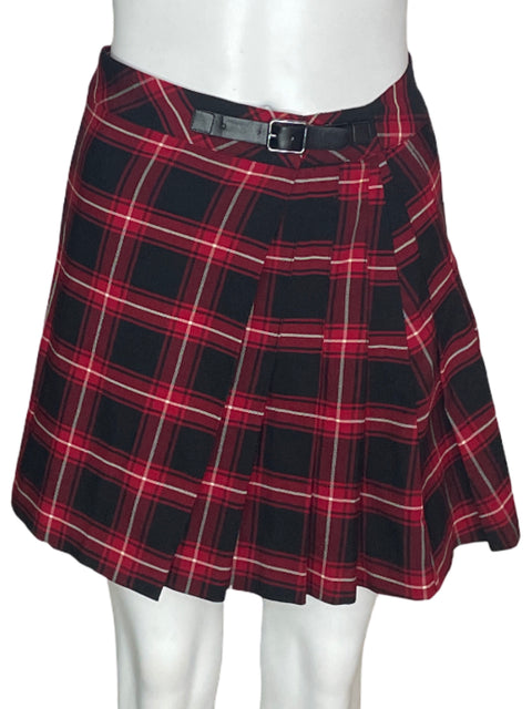 Falda Mango Cuadros Correa Rojo - Talla S