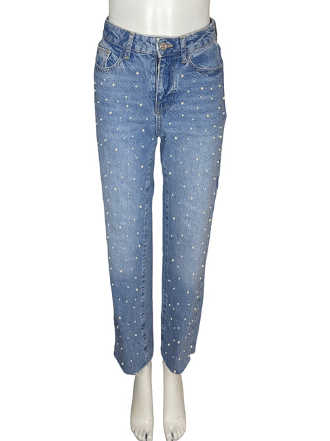 Pantalón Zara Perlas Bolsillo Azul - Talla 34