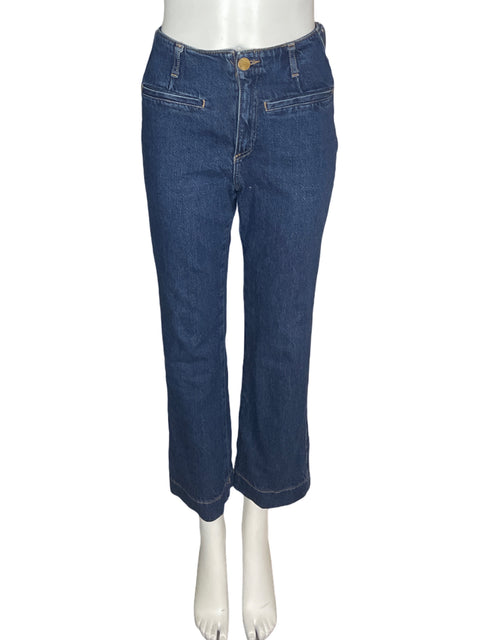 Pantalón Zara Recto Alto Azul - Talla 34