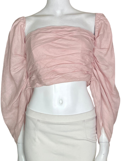 Blusa Azulu Abullonado Plisado Rosado - Talla S