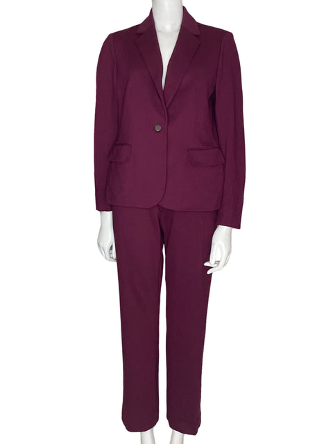 Conjunto Anne Klein Blazer/pantalon Liso Manga larga Recto Rojo - Talla 8