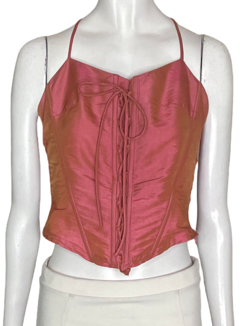 Blusa Fanny Collection Tiras Crop Corset Rosado - Talla S