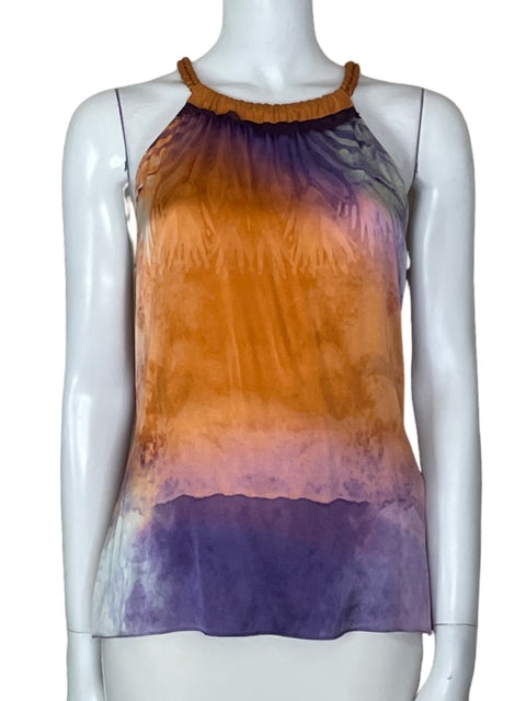 Blusa Elie Tahari Estampado Naranja - Talla M