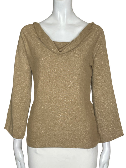 Blusa Ann Taylor Cuello Drapeado Beige - Talla XS