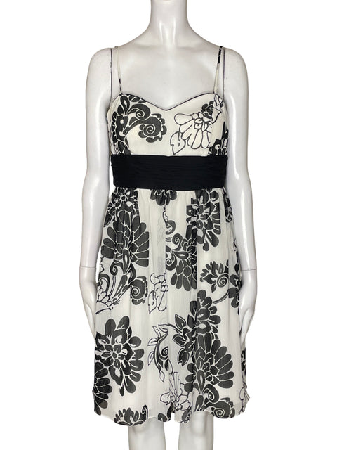 Vestido White House Black Market Estampado Floral Blanco - Talla 4