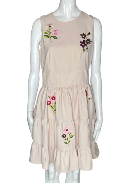 Vestido Kate Spade Estampado flores Sin mangas Ruchas Rosado - Talla 6