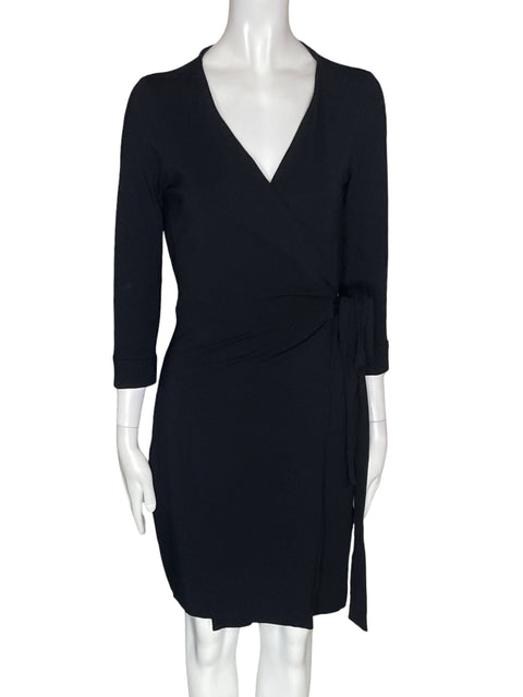Vestido Diane Von Furstenberg Liso Fajon Suelto Negro - Talla 4