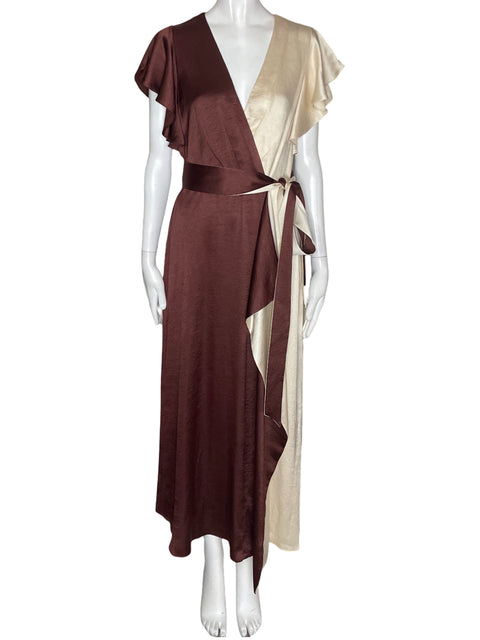 Vestido Kate Spade Bicolor Cuello v Fajon Beige - Talla 4