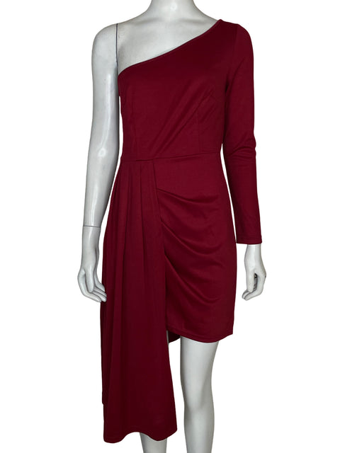 Vestido Tesoro Tps Asimétrico Plisado Rojo - Talla M