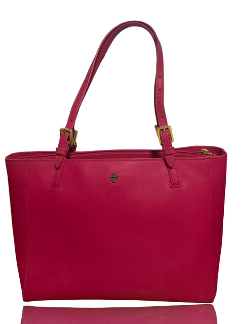 Cartera Tory Burch York Buckle Tote Liso Rosado - Talla U