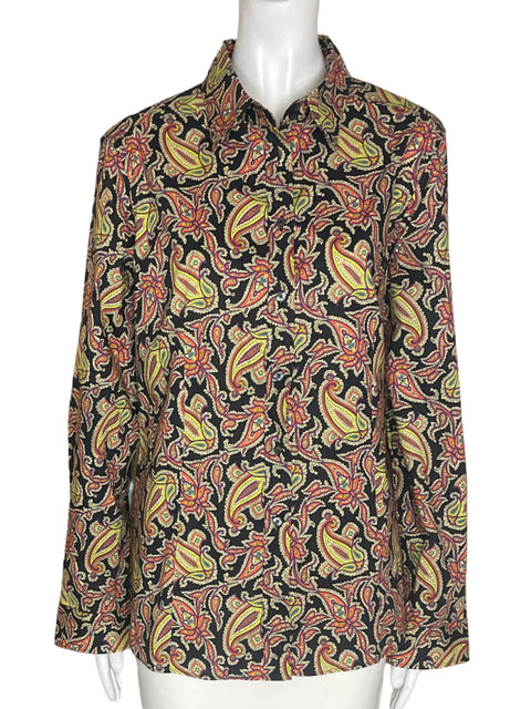 Camisa Etro 48 Estampado Manga larga Cuello Beige - Talla 8