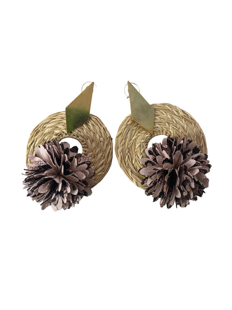 Arete Tesoro Tps Rafia Floral Morado - Talla U